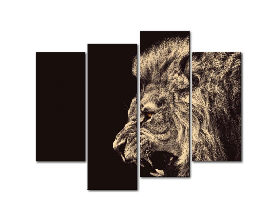 FaFurn - 4-Panel Wall Art Painting Print in Roaring Lion Big Kitty