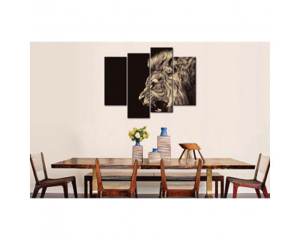 FaFurn - 4-Panel Wall Art Painting Print in Roaring Lion Big Kitty