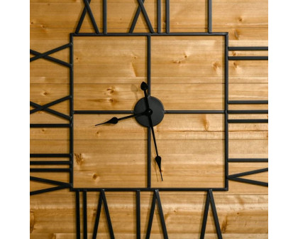 FaFurn - Farmhouse Non-Ticking Wall Clock with Roman Numerals in Metal/Wood