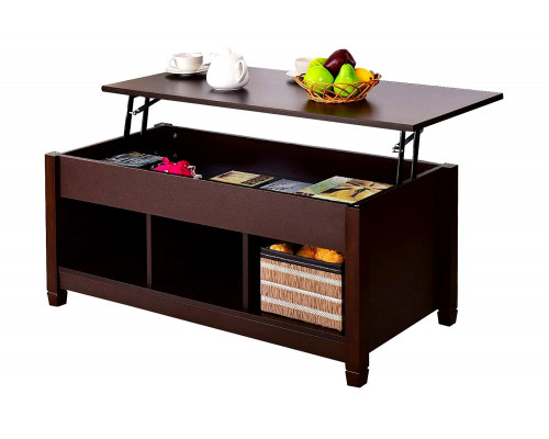 FaFurn - Brown Wood Lift Top Coffee Table with Hidden Storage Space