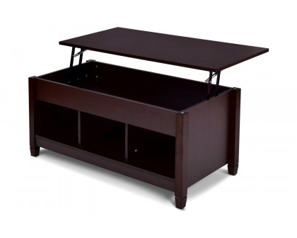 FaFurn Brown Wood Lift Top Coffee Table with Hidden Storage Space