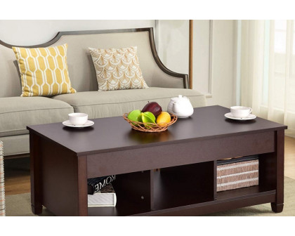 FaFurn Brown Wood Lift Top Coffee Table with Hidden Storage Space