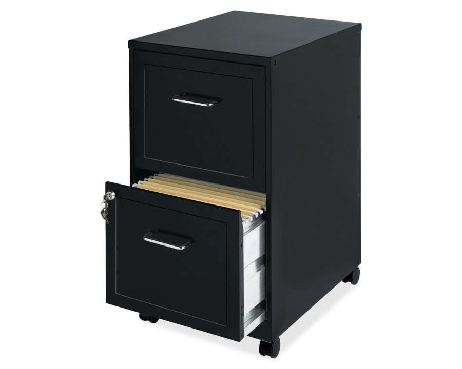 FaFurn - 2-Drawer Cabinet with Rolling Casters/Wheels in Black, Wood