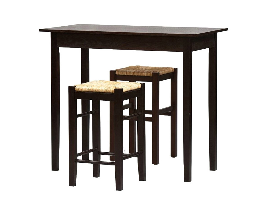 FaFurn - 3 Piece Espresso Dining Set with Table and 2 Backless Stools