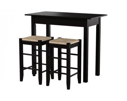 FaFurn - 3 Piece Espresso Dining Set with Table and 2 Backless Stools