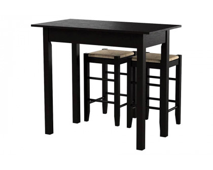 FaFurn - 3 Piece Espresso Dining Set with Table and 2 Backless Stools