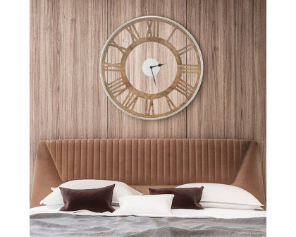 FaFurn Farmhouse 20" Wall Clock with Roman Numerals - Wood