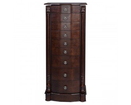 FaFurn - Jewelry Armoire Storage Chest with Mirror in Dark Brown, Wood