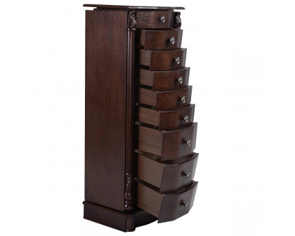 FaFurn - Jewelry Armoire Storage Chest with Mirror in Dark Brown, Wood