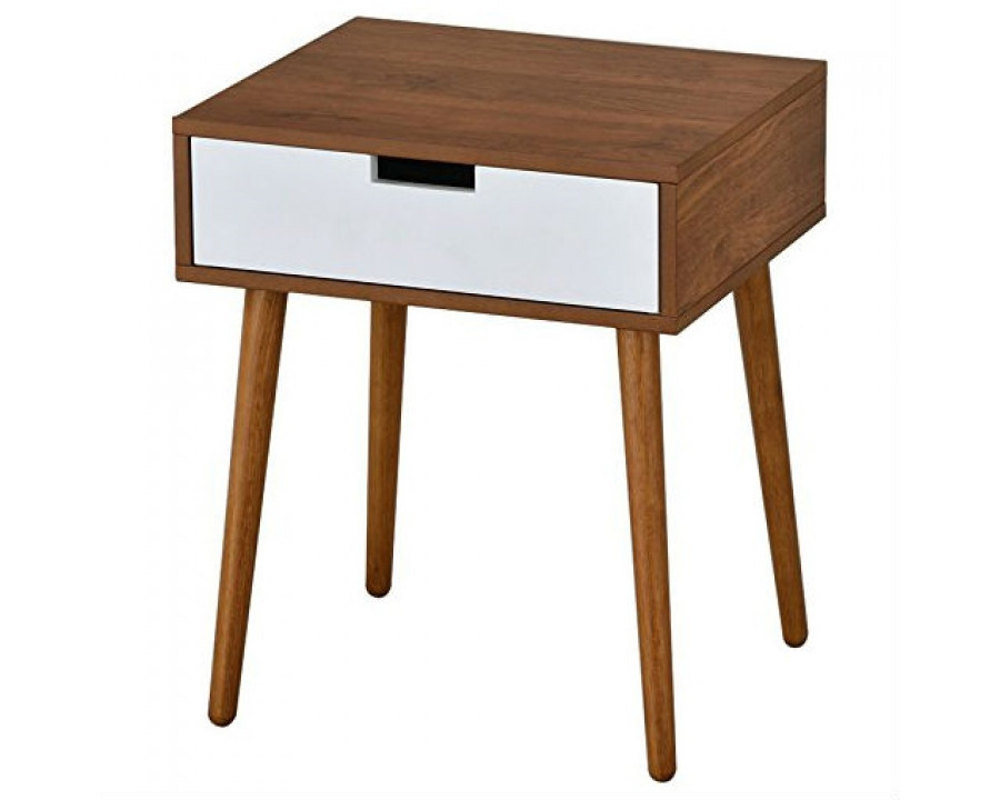 FaFurn - Modern Nightstand in Light Walnut/White, Wood