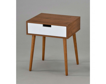 FaFurn - Modern Nightstand in Light Walnut/White, Wood