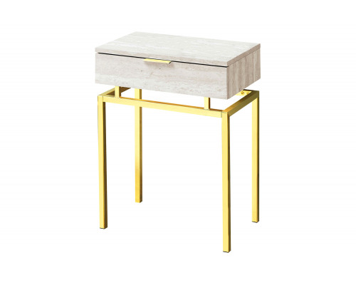 FaFurn 24-In Modern End Table 1 Drawer Nightstand - Beige/Gold