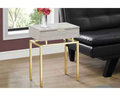 FaFurn 24-In Modern End Table 1 Drawer Nightstand - Beige/Gold