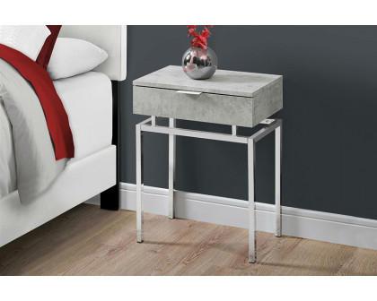 FaFurn 24-In Modern End Table 1 Drawer Nightstand - Gray/Chrome