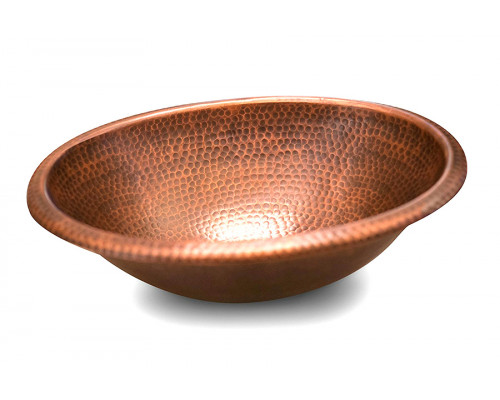 FaFurn - Hammered Copper Oval Bathroom Sink Vessel 17 X 13 Inch