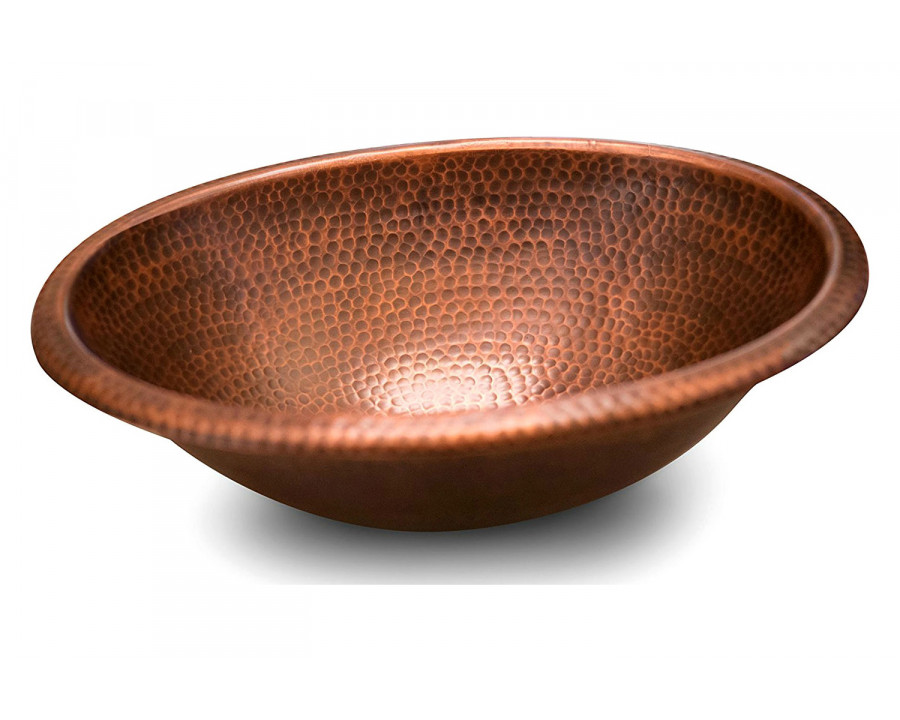 FaFurn - Hammered Copper Oval Bathroom Sink Vessel 17 X 13 Inch