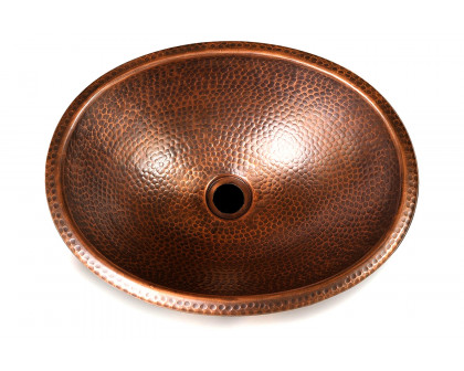 FaFurn - Hammered Copper Oval Bathroom Sink Vessel 17 X 13 Inch