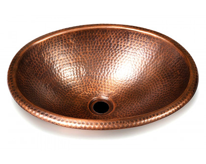 FaFurn - Hammered Copper Oval Bathroom Sink Vessel 17 X 13 Inch