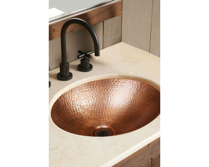 FaFurn - Hammered Copper Oval Bathroom Sink Vessel 17 X 13 Inch