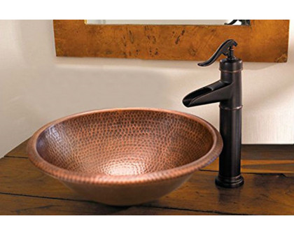 FaFurn - Hammered Copper Oval Bathroom Sink Vessel 17 X 13 Inch