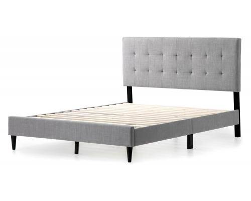 FaFurn Queen Size Upholstered Tufted Platform Bed Frame with Headboard - Stone Gray