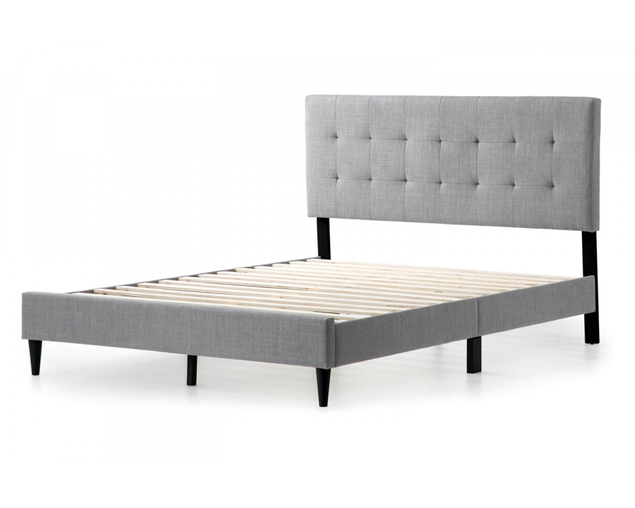 FaFurn Queen Size Upholstered Tufted Platform Bed Frame with Headboard - Stone Gray