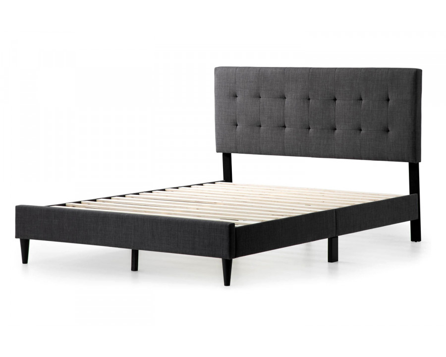 FaFurn Queen Size Upholstered Tufted Platform Bed Frame with Headboard - Dark Gray