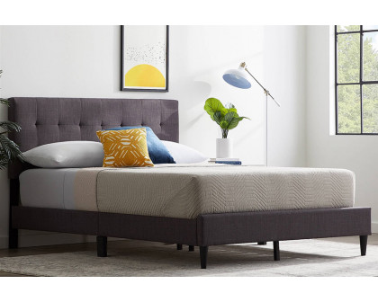 FaFurn - Upholstered Tufted Platform Bed Frame with Headboard