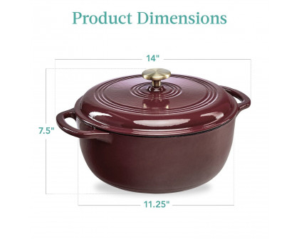 FaFurn 6 Quart Cookware - Red, Cast Iron