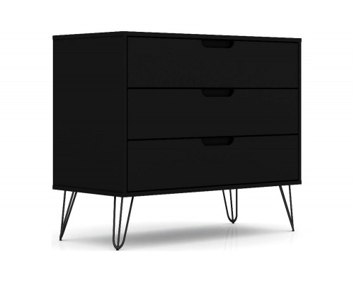 FaFurn Modern Scandinavian Style Bedroom 3-Drawer Dresser - Black