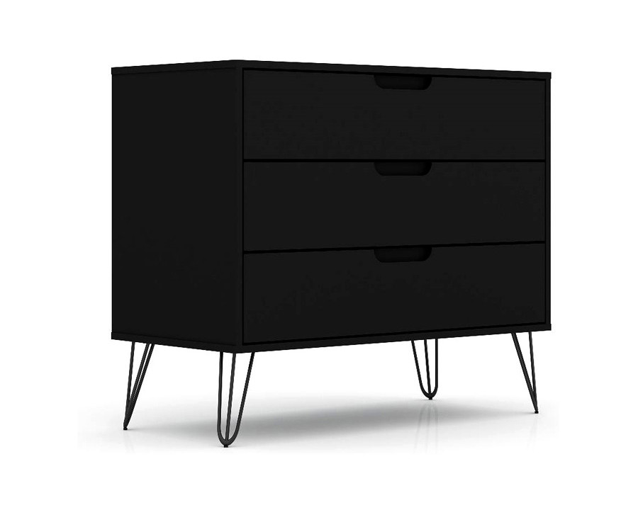 FaFurn Modern Scandinavian Style Bedroom 3-Drawer Dresser - Black