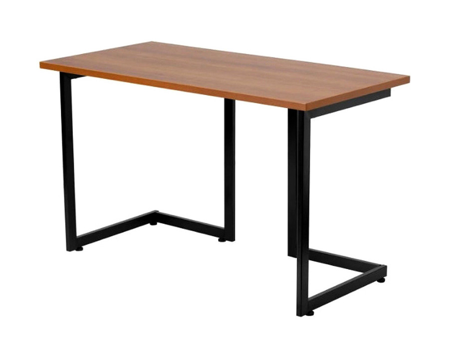 FaFurn - Modern Black Metal Frame Computer Desk with Cherry Wood Finish Top