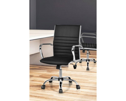 FaFurn Faux Leather High Back Modern Classic Office Chair with Armrests - Black