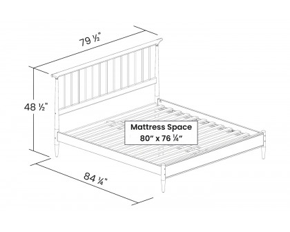 FaFurn King Size Platform Bed with Headboard - Walnut, Wood