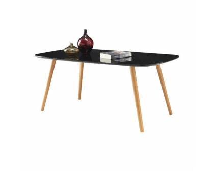 FaFurn™ Modern Coffee Table with Solid Wood Legs - Black, Wood