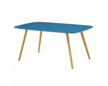 FaFurn Modern Coffee Table with Solid Wood Legs - Blue, Wood