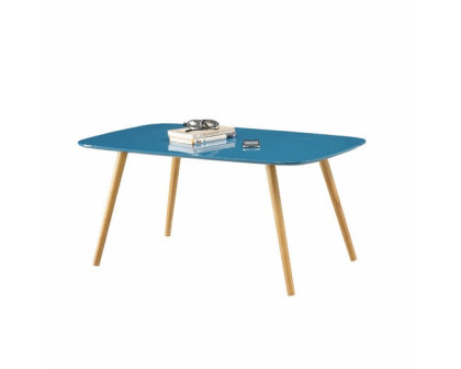 FaFurn Modern Coffee Table with Solid Wood Legs - Blue, Wood