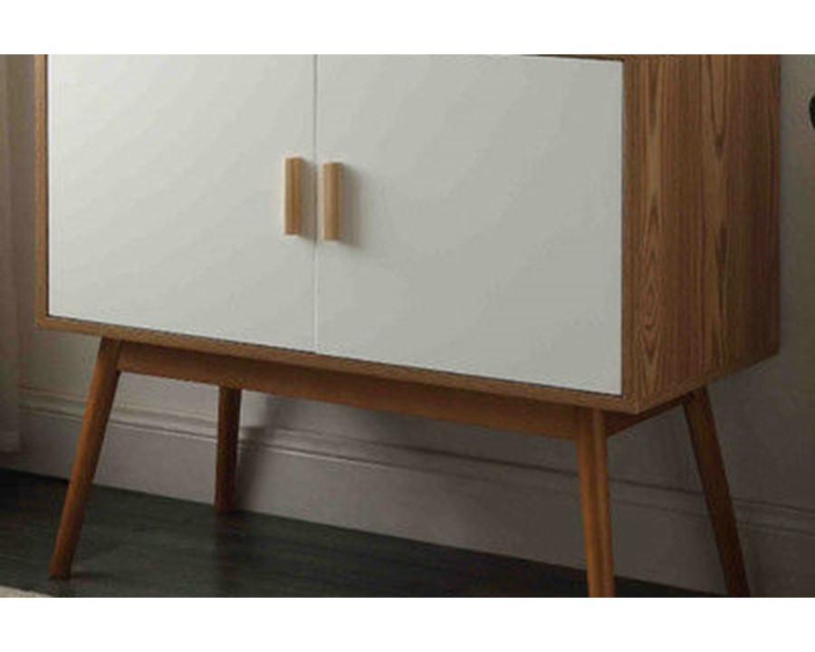 FaFurn - Mid-Century Modern Console Table Storage Cabinet with Solid Wood Legs