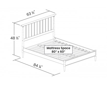 FaFurn Queen Size Platform Bed with Headboard - Walnut, Wood