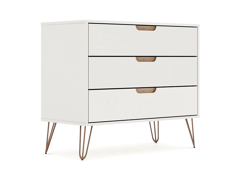 FaFurn - Modern Bedroom Scandinavian Style 3-Drawer Dresser in Off-White Natural Finish