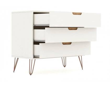 FaFurn - Modern Bedroom Scandinavian Style 3-Drawer Dresser in Off-White Natural Finish