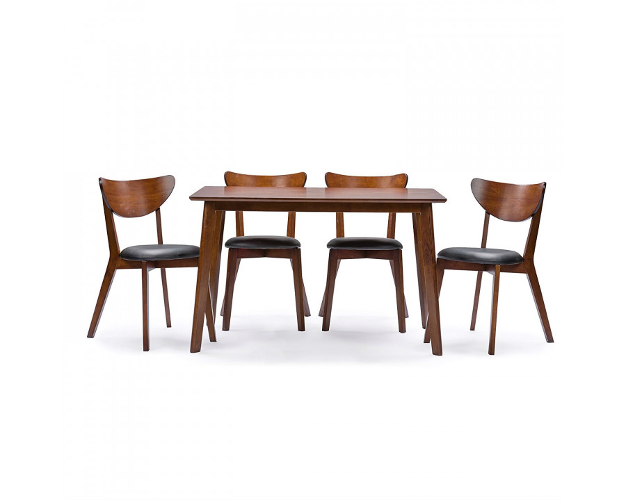 FaFurn - 5-Piece Dining Set in Brown/Walnut