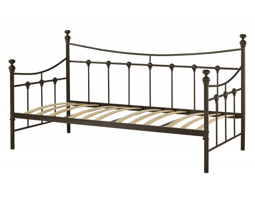 FaFurn - Twin Size Contemporary Dark Brown Metal Daybed with Wood Slats