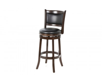 FaFurn - Solid Wood Bar Stool with Faux Leather Swivel Seat