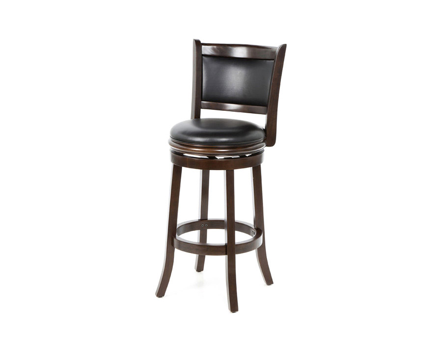 FaFurn 29-Inch Solid Wood Bar Stool with Faux Leather Swivel Seat - Cappuccino