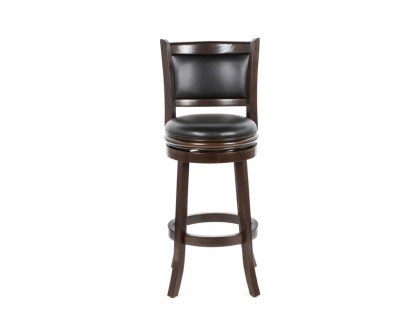 FaFurn 29-Inch Solid Wood Bar Stool with Faux Leather Swivel Seat - Cappuccino