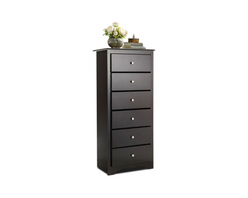 FaFurn Modern 6 Drawer Tall Wood Dresser Chest - Espresso