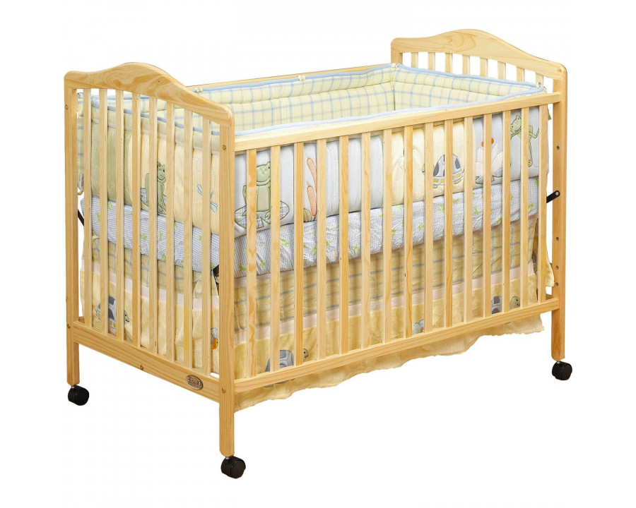 FaFurn Farmhouse Convertible Crib Toddler Bed with Locking Caster Wheels - Natural, Wood