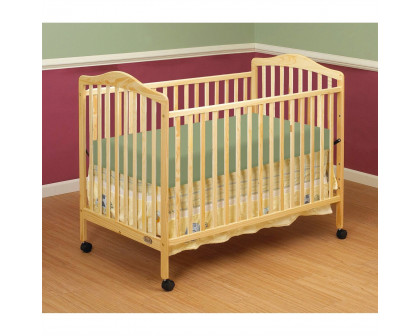 FaFurn Farmhouse Convertible Crib Toddler Bed with Locking Caster Wheels - Natural, Wood