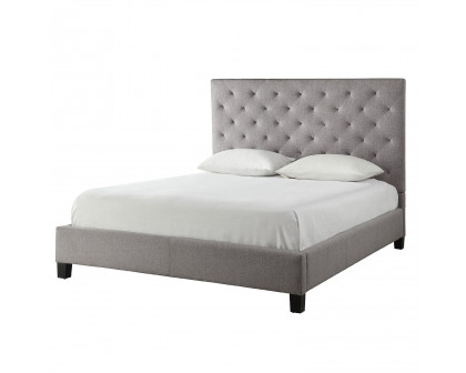 FaFurn - Queen Size Button-Tufted Platform Bed Frame in Gray